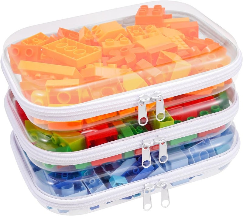 honitty Clear Hard Shell Zipper Case,3PCS Transparent Clear Zipper Pouches,Hard Side Plastic Case Set,Portable Travel Storage Organizer Bins - Image 1